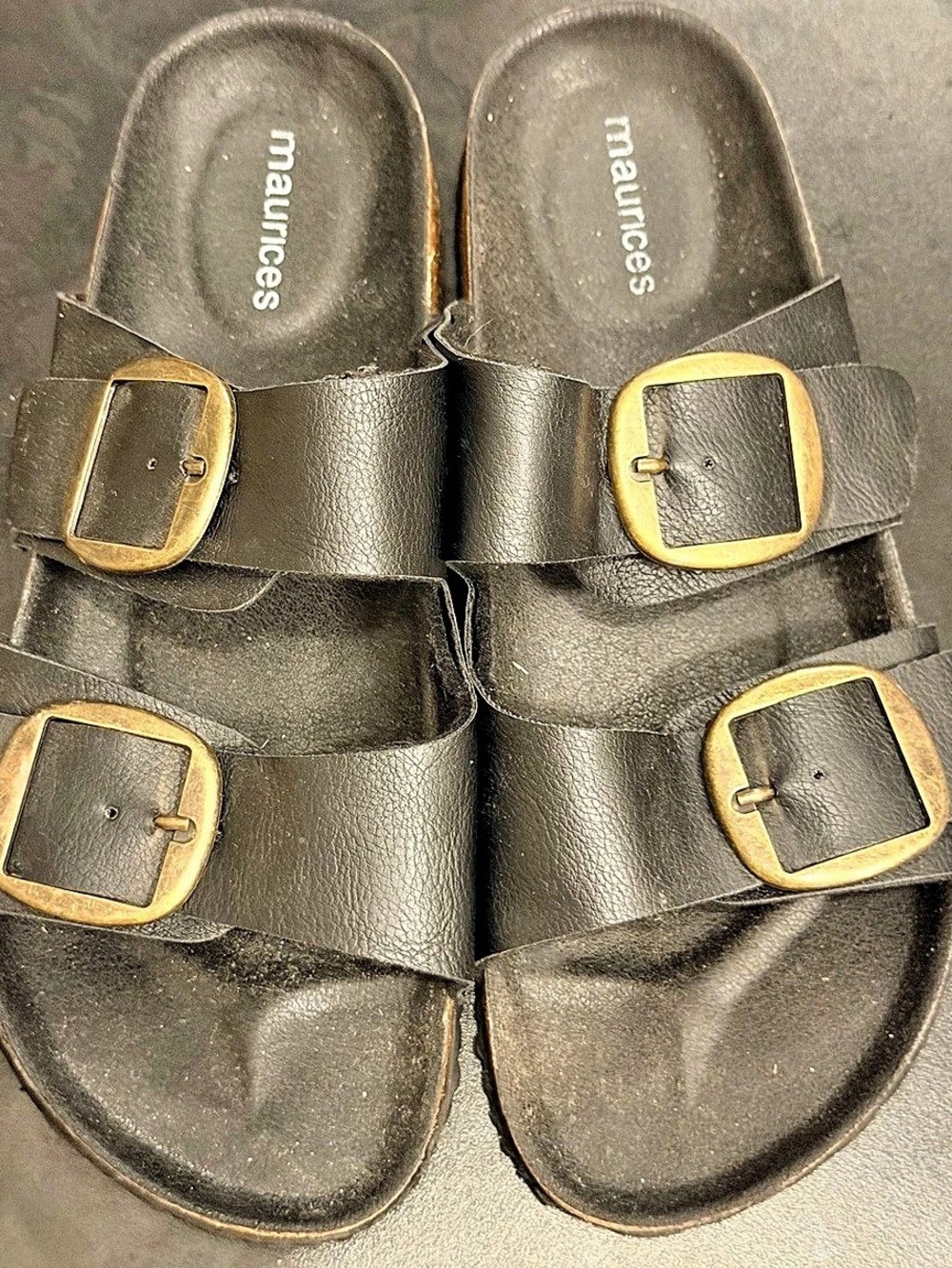 maurices Harper Double Buckle Sandals in Black US 7M